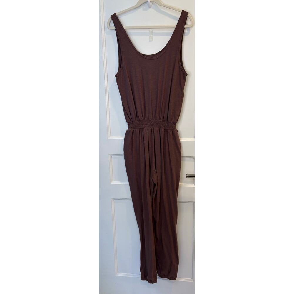 Aerie Brown Sleeveless Smocked Waist Jogger Jumpsuit Size Medium - Picture 4 of 5